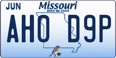 MO license plate AH0D9P