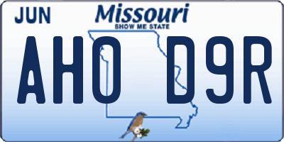 MO license plate AH0D9R