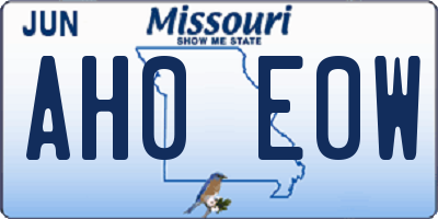 MO license plate AH0E0W