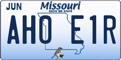 MO license plate AH0E1R