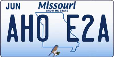 MO license plate AH0E2A