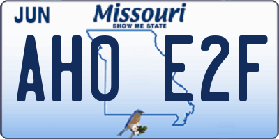 MO license plate AH0E2F
