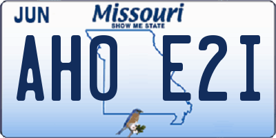 MO license plate AH0E2I