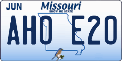 MO license plate AH0E2O