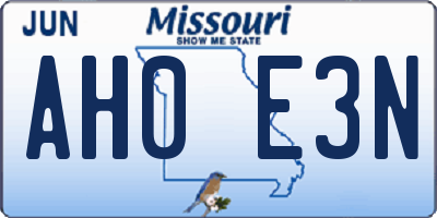 MO license plate AH0E3N