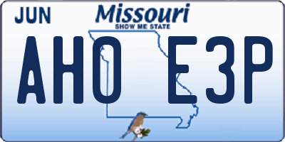 MO license plate AH0E3P