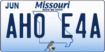 MO license plate AH0E4A