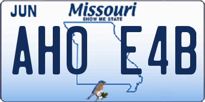 MO license plate AH0E4B