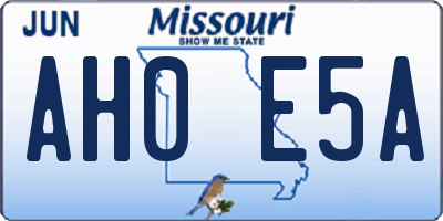 MO license plate AH0E5A