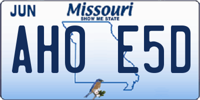 MO license plate AH0E5D