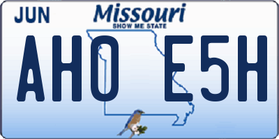 MO license plate AH0E5H