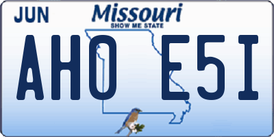 MO license plate AH0E5I