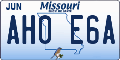 MO license plate AH0E6A