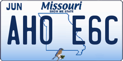MO license plate AH0E6C