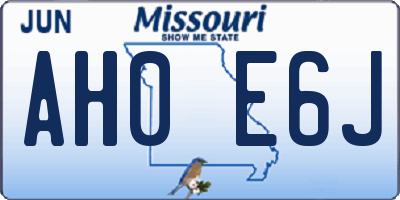 MO license plate AH0E6J