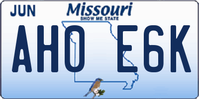 MO license plate AH0E6K