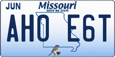 MO license plate AH0E6T