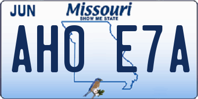 MO license plate AH0E7A