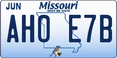 MO license plate AH0E7B