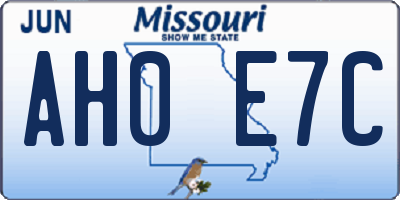 MO license plate AH0E7C