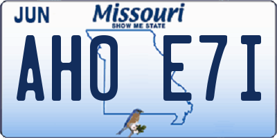 MO license plate AH0E7I
