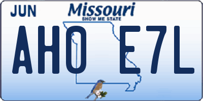 MO license plate AH0E7L