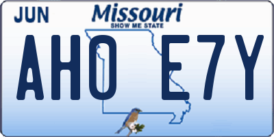MO license plate AH0E7Y