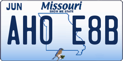 MO license plate AH0E8B