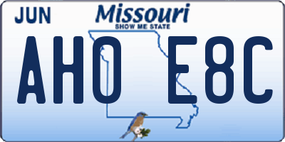 MO license plate AH0E8C