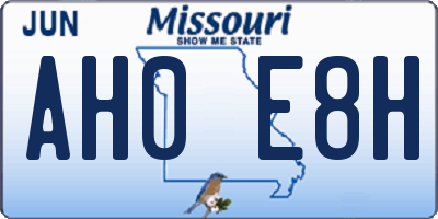 MO license plate AH0E8H