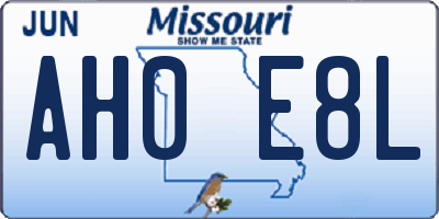 MO license plate AH0E8L