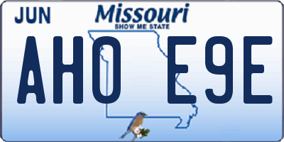 MO license plate AH0E9E