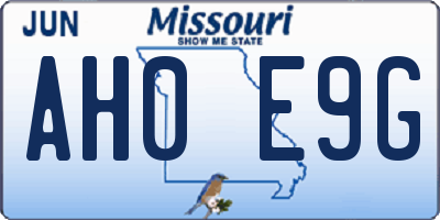 MO license plate AH0E9G