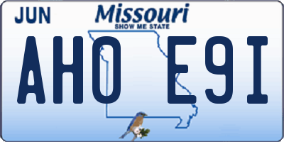 MO license plate AH0E9I