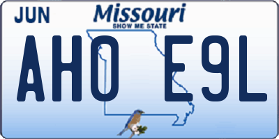 MO license plate AH0E9L