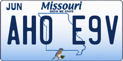MO license plate AH0E9V