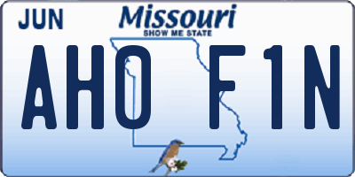 MO license plate AH0F1N