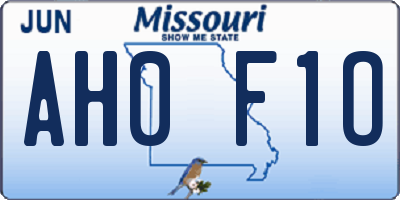 MO license plate AH0F1O
