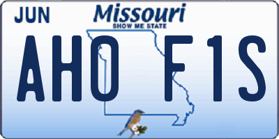 MO license plate AH0F1S