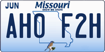 MO license plate AH0F2H