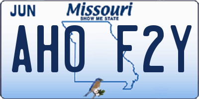 MO license plate AH0F2Y