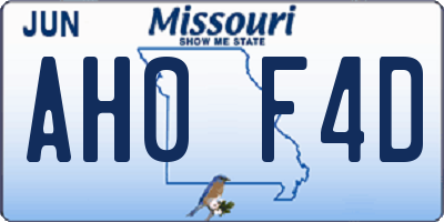 MO license plate AH0F4D