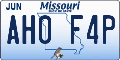 MO license plate AH0F4P