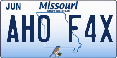 MO license plate AH0F4X