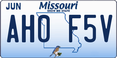 MO license plate AH0F5V