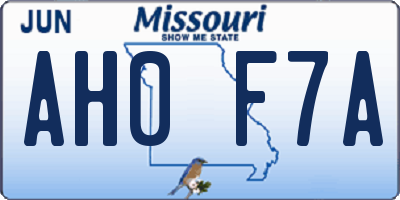 MO license plate AH0F7A
