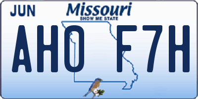 MO license plate AH0F7H