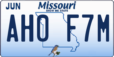 MO license plate AH0F7M