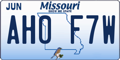 MO license plate AH0F7W