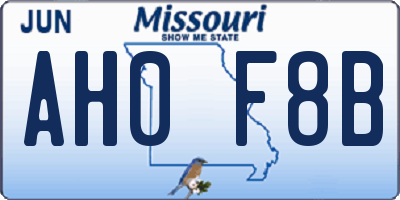 MO license plate AH0F8B
